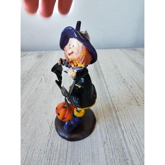 Halloween witch bat pumpkin figurine village decor statue reading as is - Picture 2 of 7
